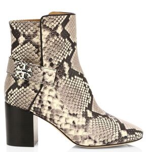 NEW TORY BURCH KIRA 70MM Bootie Stamped Snake Printed Leather Ankle size 6.5